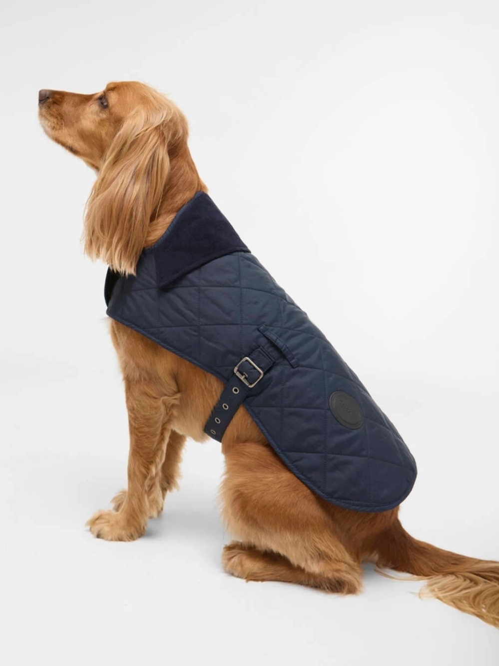 Barbour Dark Navy Quilted Dog Coat with Collar - Pet Jacket Size M